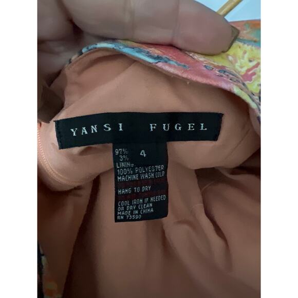 Yansi Fugel size 4 colorful leaf print sheath dress - Picture 2 of 4